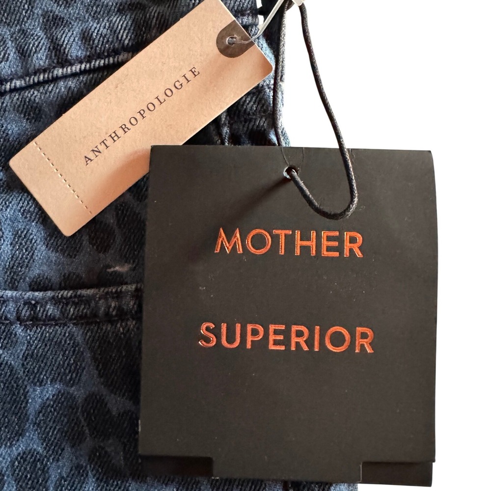 MOTHER Blue Leopard Print Straight Leg Jeans - Picture 14 of 16